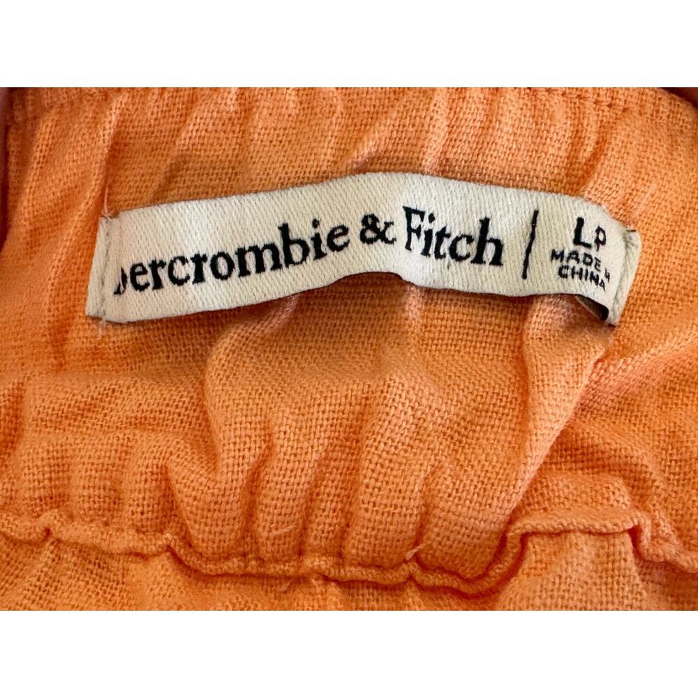 Abercrombie Asymmetrical Linen Blend Tiered Maxi Dress in Orange Size LP - Picture 8 of 12
